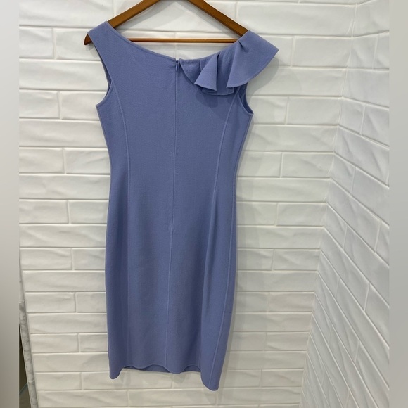 ST. John Periwinkle Wool Ruffle Sleeveless Sheath Dress - Picture 3 of 12